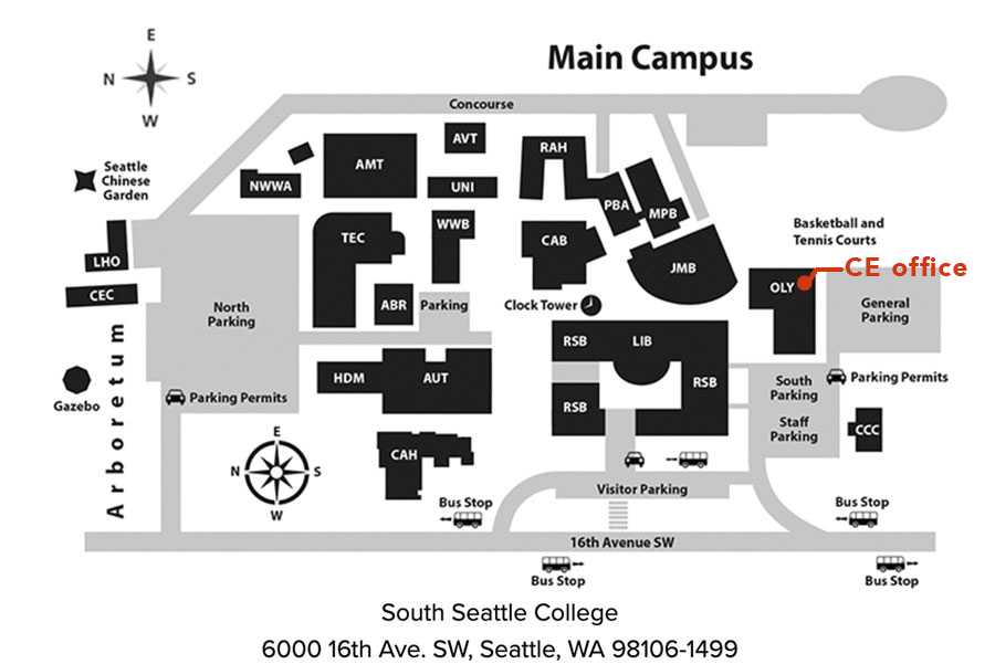 map location of Continuing Education office