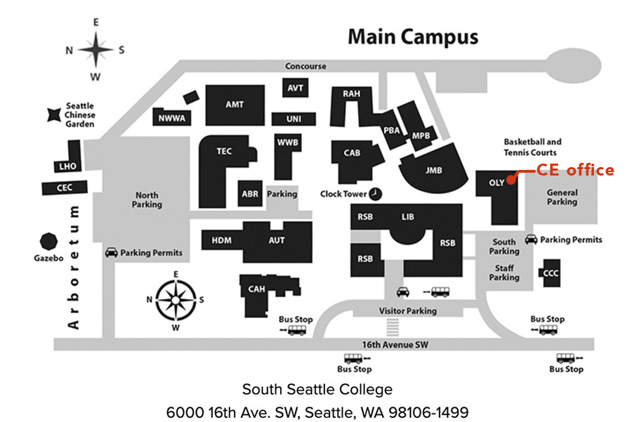 map location of Continuing Education Office