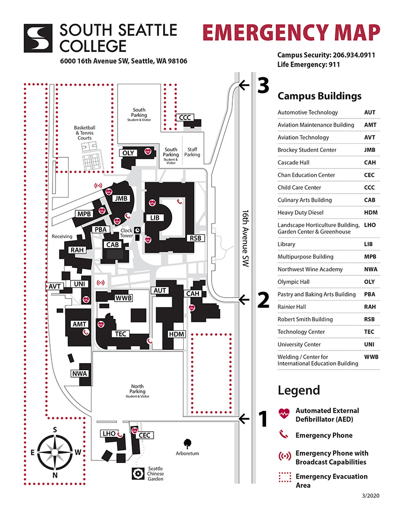 locations of AED on SOUTHs campus